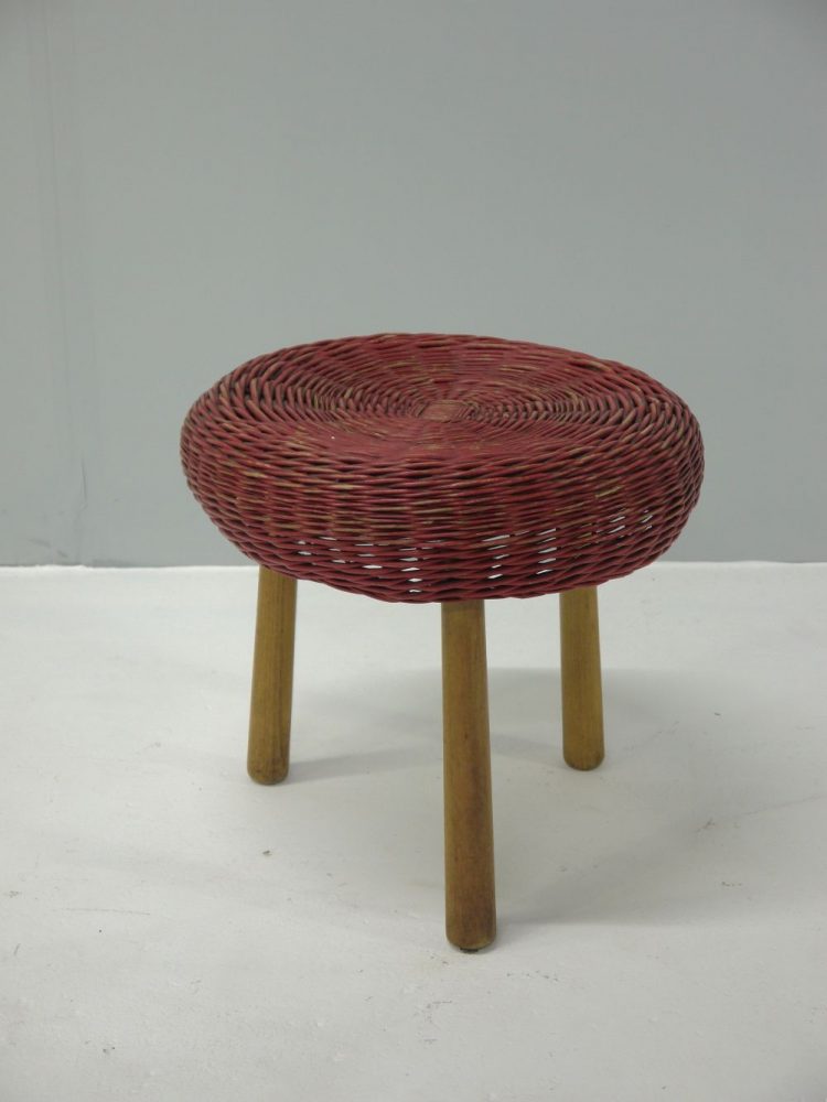 Tony Paul – Wicker and Wood Three Legged Stool