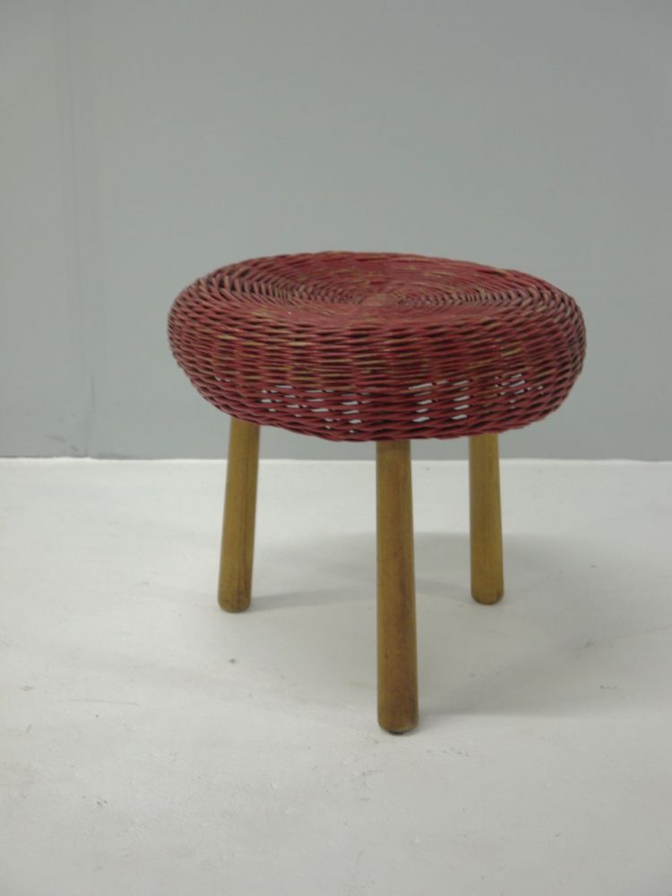 Tony Paul – Wicker and Wood Three Legged Stool