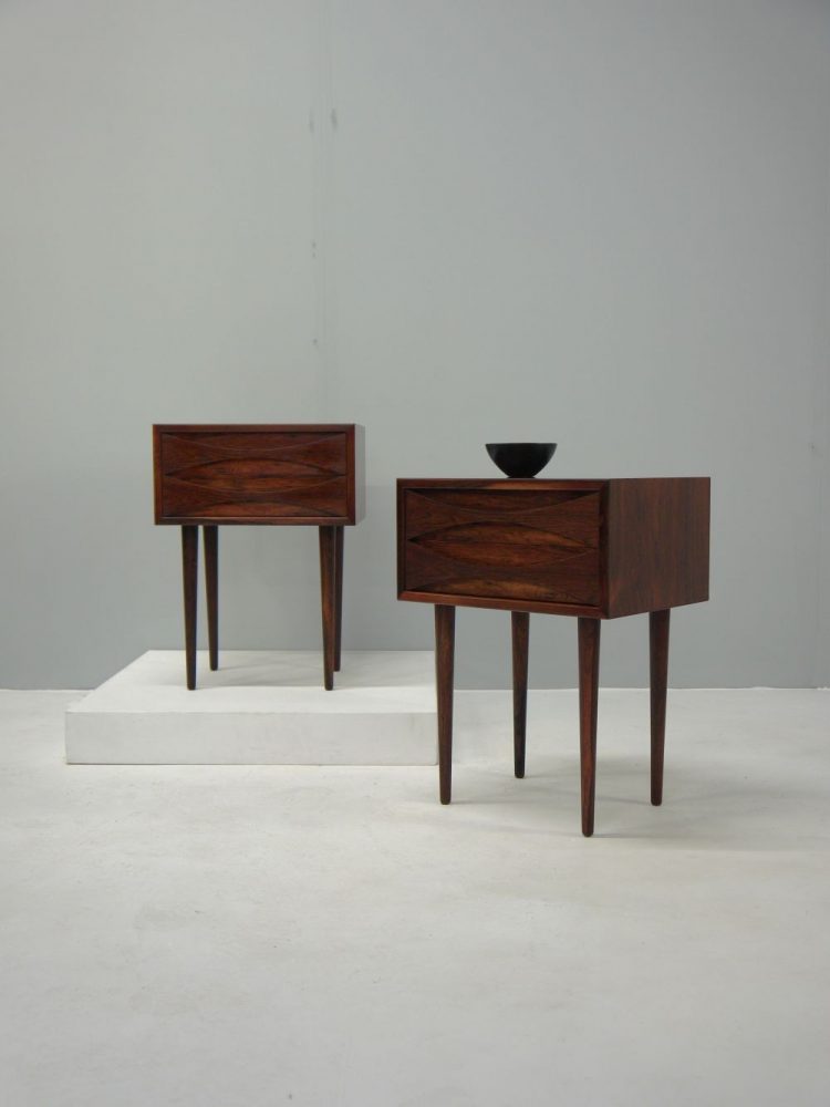 Niels Clausen – Pair of Rosewood Bedside Tables for NC Mobler Odense Denmark