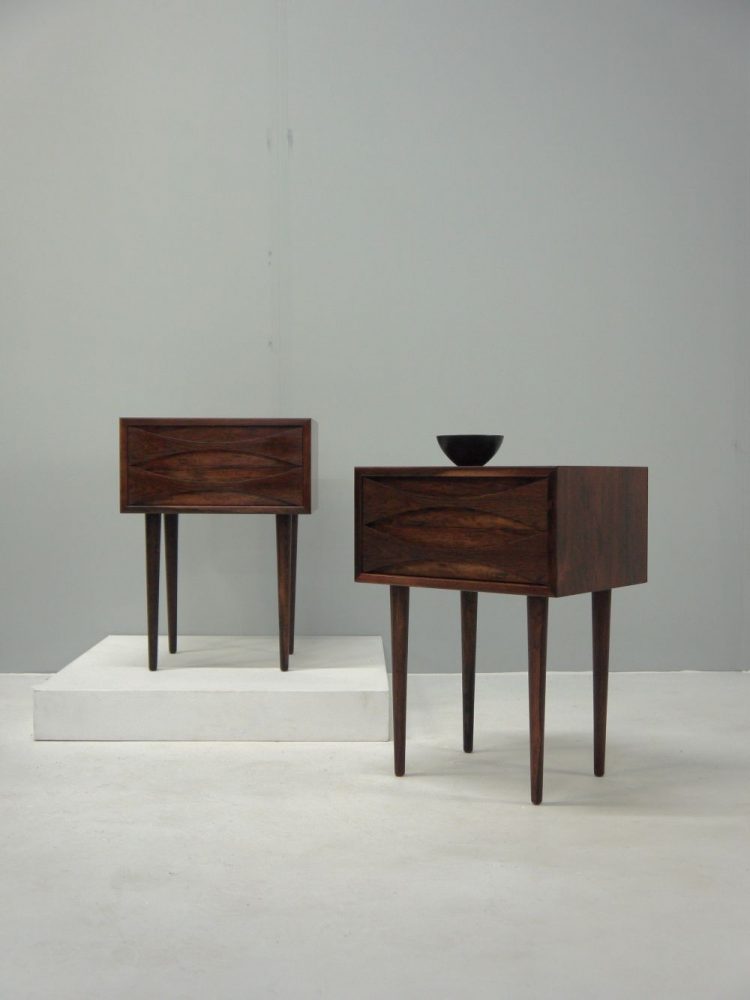 Niels Clausen – Pair of Rosewood Bedside Tables for NC Mobler Odense Denmark