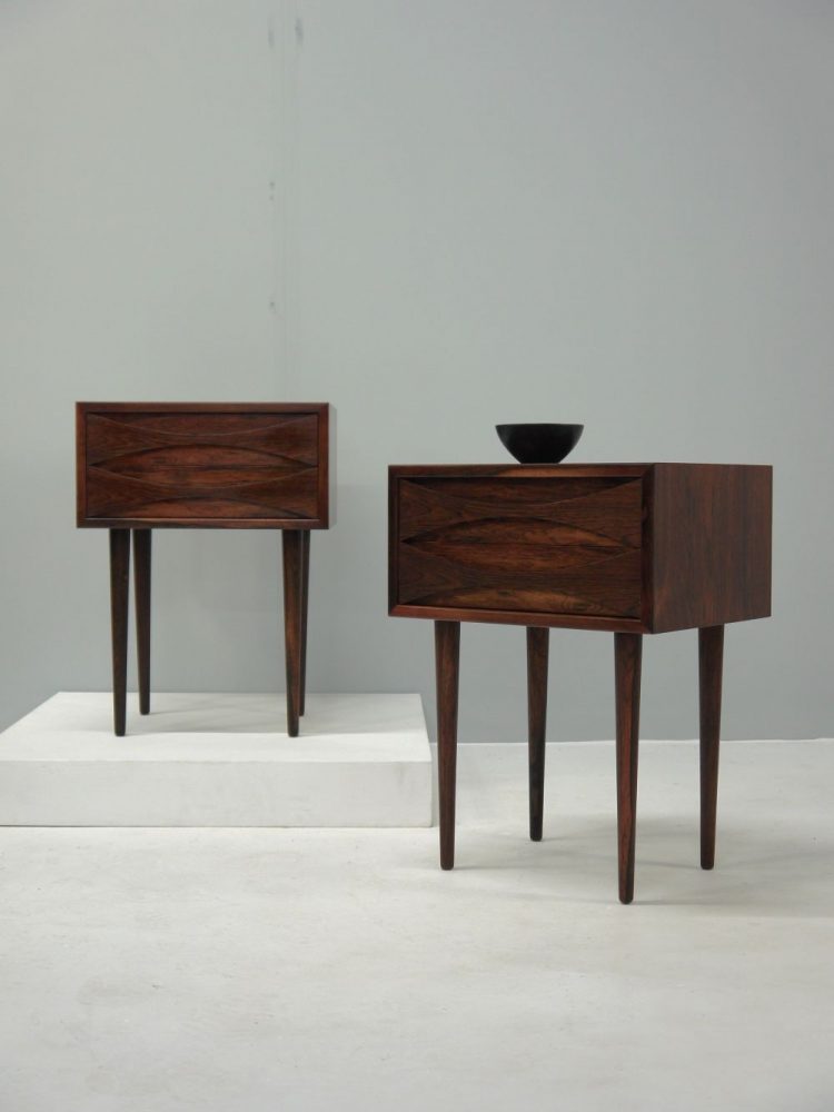 Niels Clausen – Pair of Rosewood Bedside Tables for NC Mobler Odense Denmark