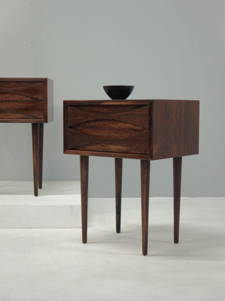 Niels Clausen – Pair of Rosewood Bedside Tables for NC Mobler Odense Denmark