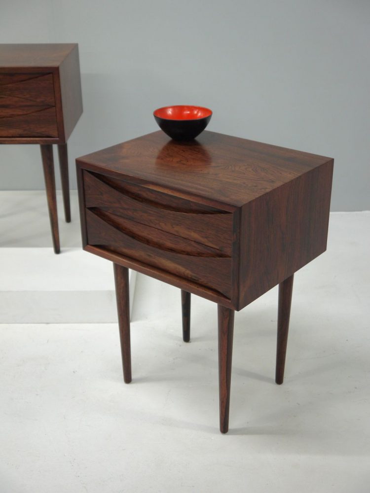 Niels Clausen – Pair of Rosewood Bedside Tables for NC Mobler Odense Denmark