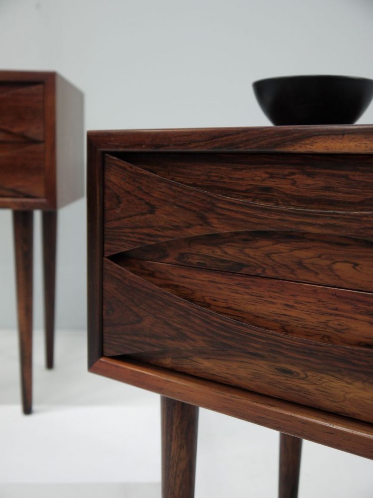 Niels Clausen – Pair of Rosewood Bedside Tables for NC Mobler Odense Denmark