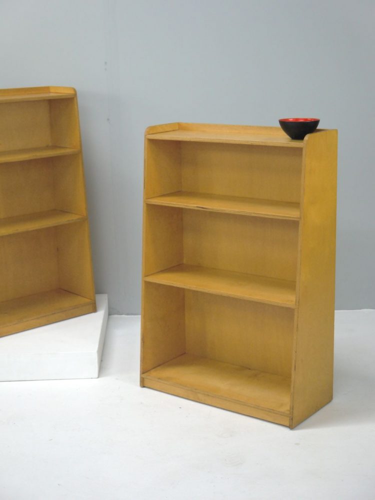 Midcentury – Pair of Birch Ply Bookshelves / Cabinet