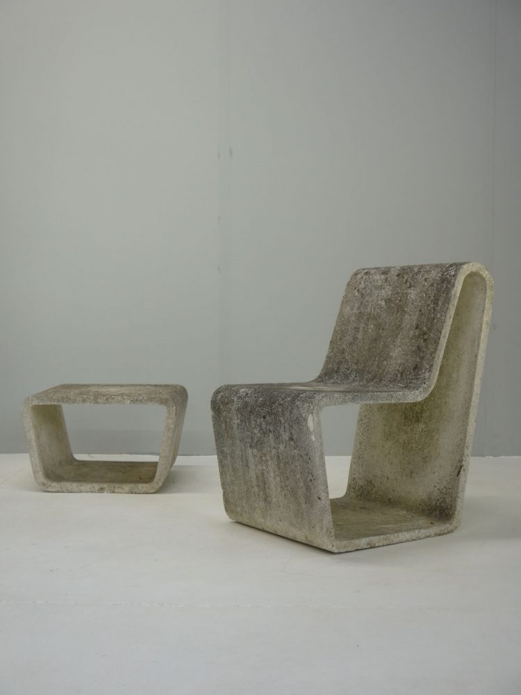 Habitat – Rare Concrete Chair and Footstool