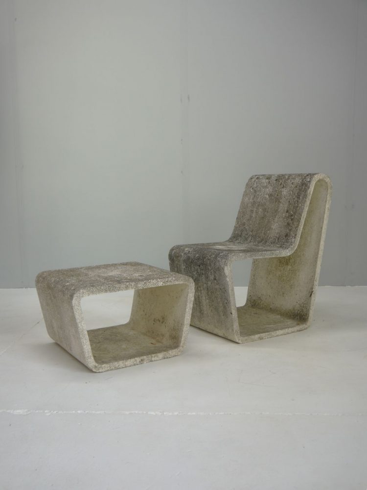 Habitat – Rare Concrete Chair and Footstool