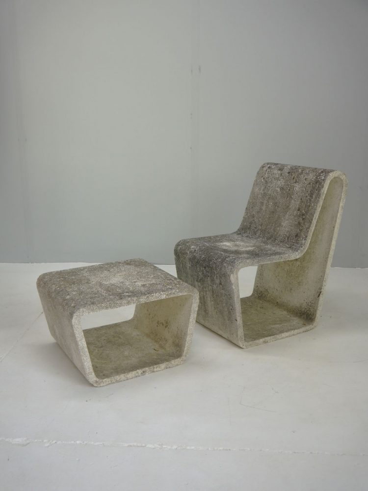 Habitat – Rare Concrete Chair and Footstool